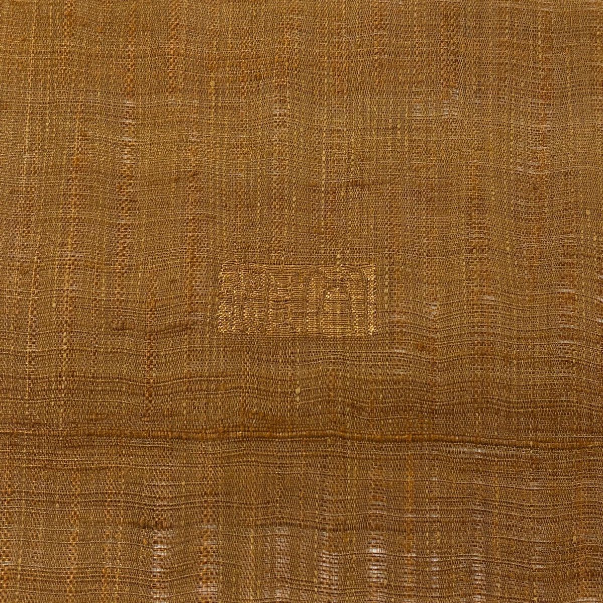 【美品】 袋帶 名品級 渡文 落款あり 幾何學圖案 金銀彩 金金箔 茶 お太鼓圖案 純蠶絲