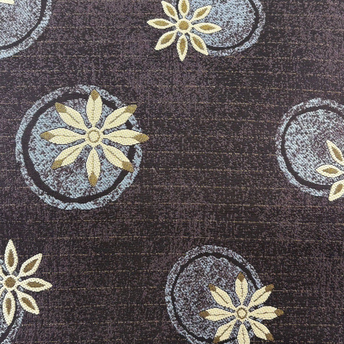 【美品】 袋帶 名品級 花 圓紋 金金箔 深紫 全通 純蠶絲