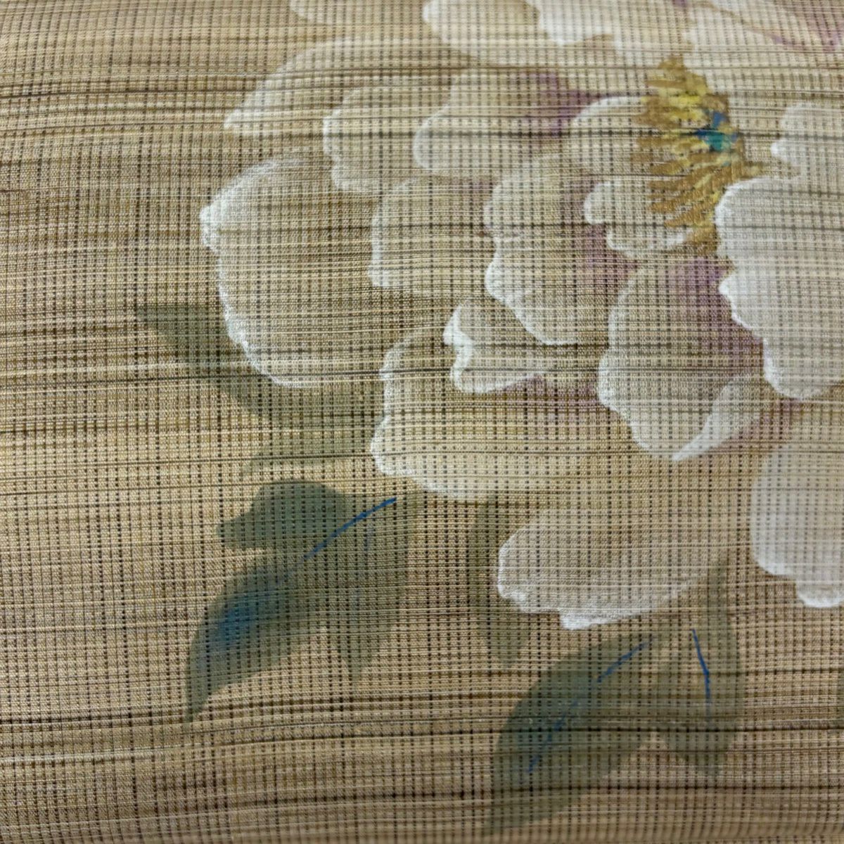 【美品】 名古屋帶 名品級 落款 草花紋 金絲 金銀彩 米色 純蠶絲