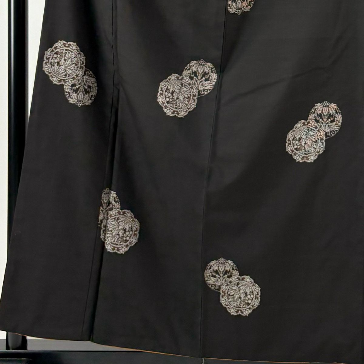 紬織 身長158.5cm 袖長64.5cm M 雙層 鏡裏文 焦茶 純蠶絲 名品級