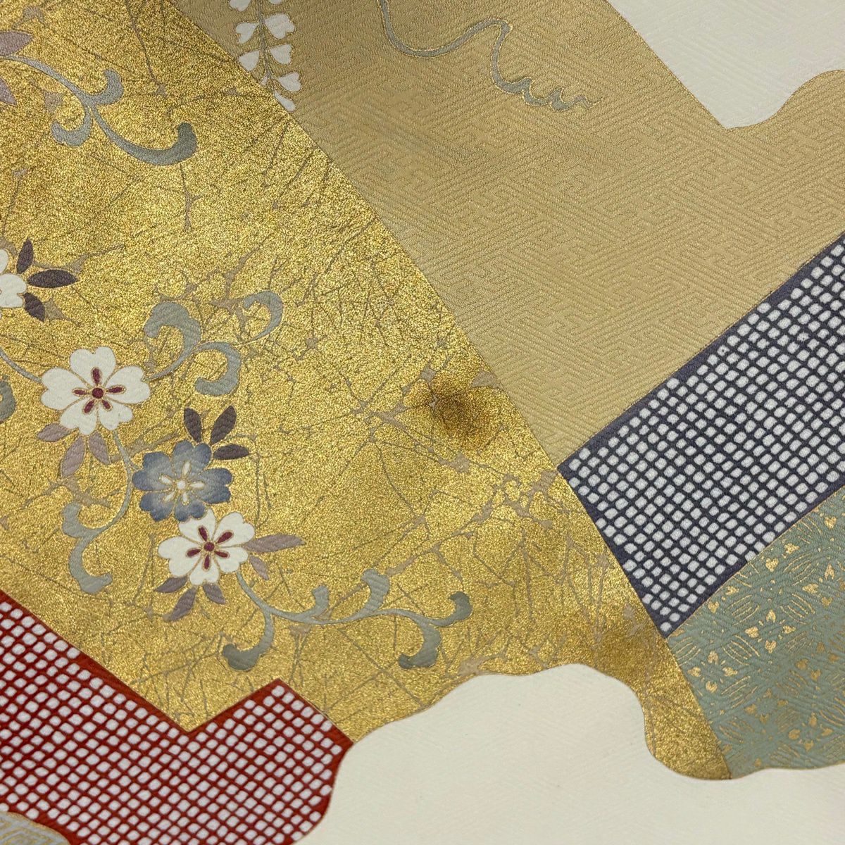 訪問服 身長158.5cm 袖長65cm M 雙層 雪輪 松樹竹子梅花 金絲 金銀彩 淺粉色 純蠶絲 名品級