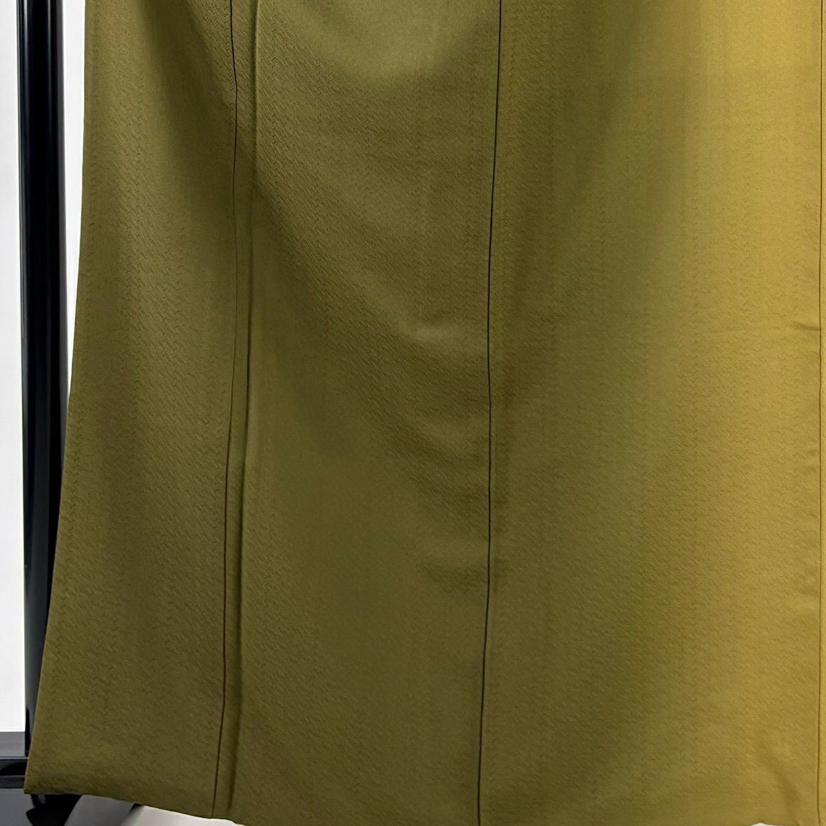 付下 身長163cm 袖長65.5cm M 雙層 斉藤三才 落款あり 地紋 漸變 茶綠 純蠶絲 名品級