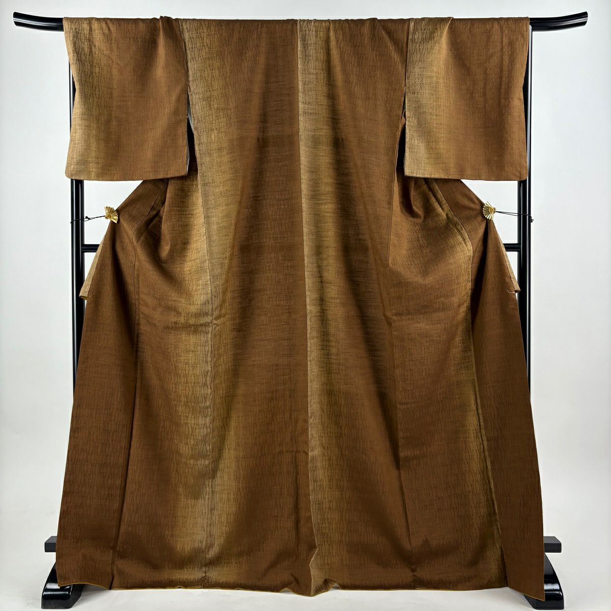 【美品】 小紋 身長173.5cm 袖長71cm L 雙層 大和 地紋 漸層 茶 純蠶絲 名品級