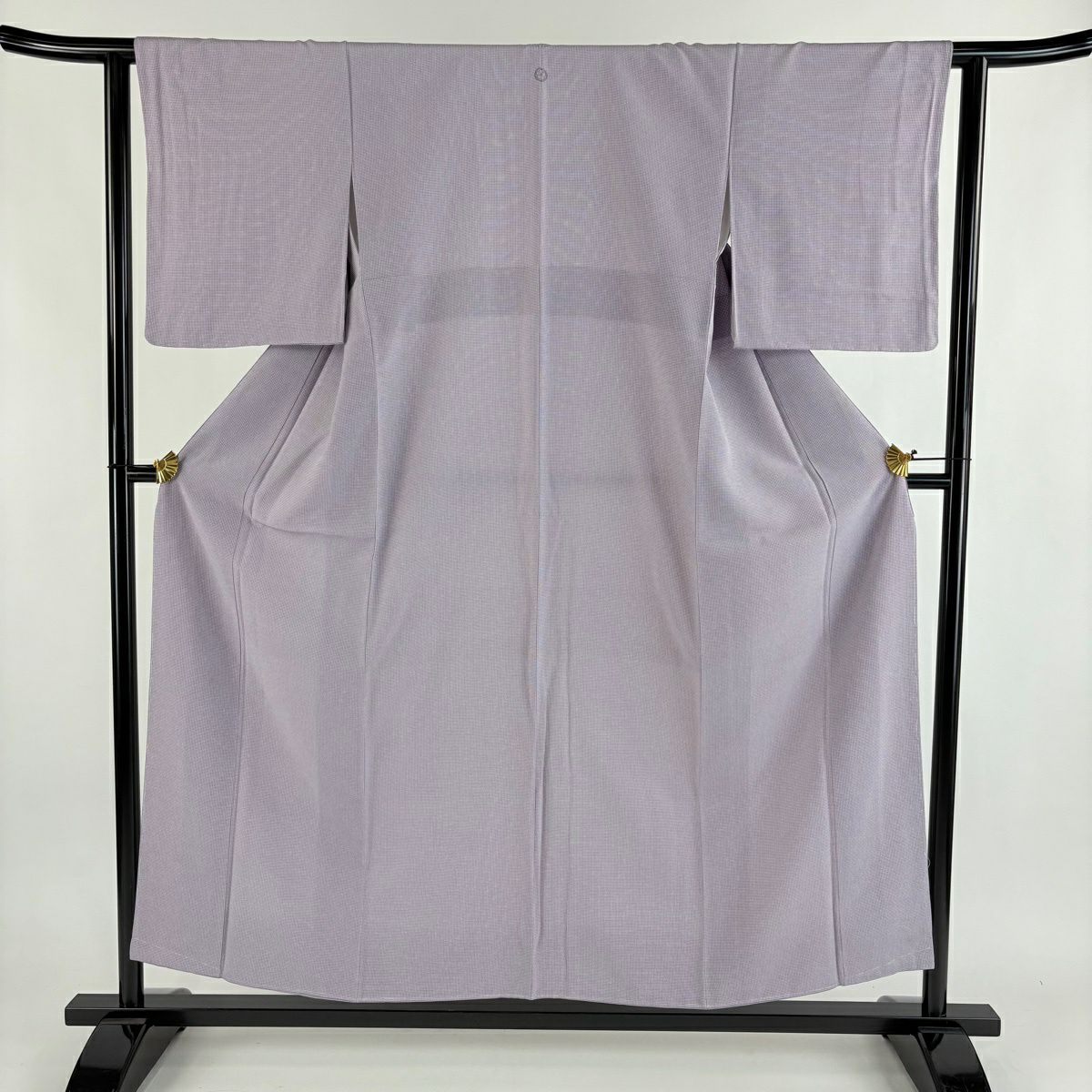 【美品】 江戶小紋 身長154cm 袖長63cm S 雙層 角通 薄紫 純蠶絲 名品級 一つ紋