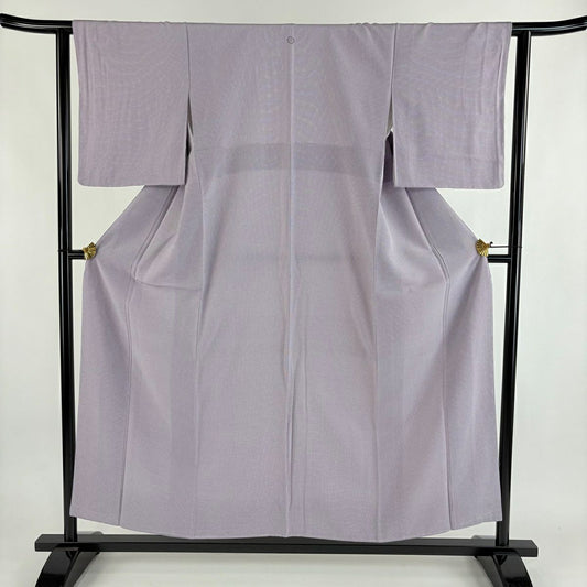 【美品】 江戶小紋 身長154cm 袖長63cm S 雙層 角通 薄紫 純蠶絲 名品級 一つ紋