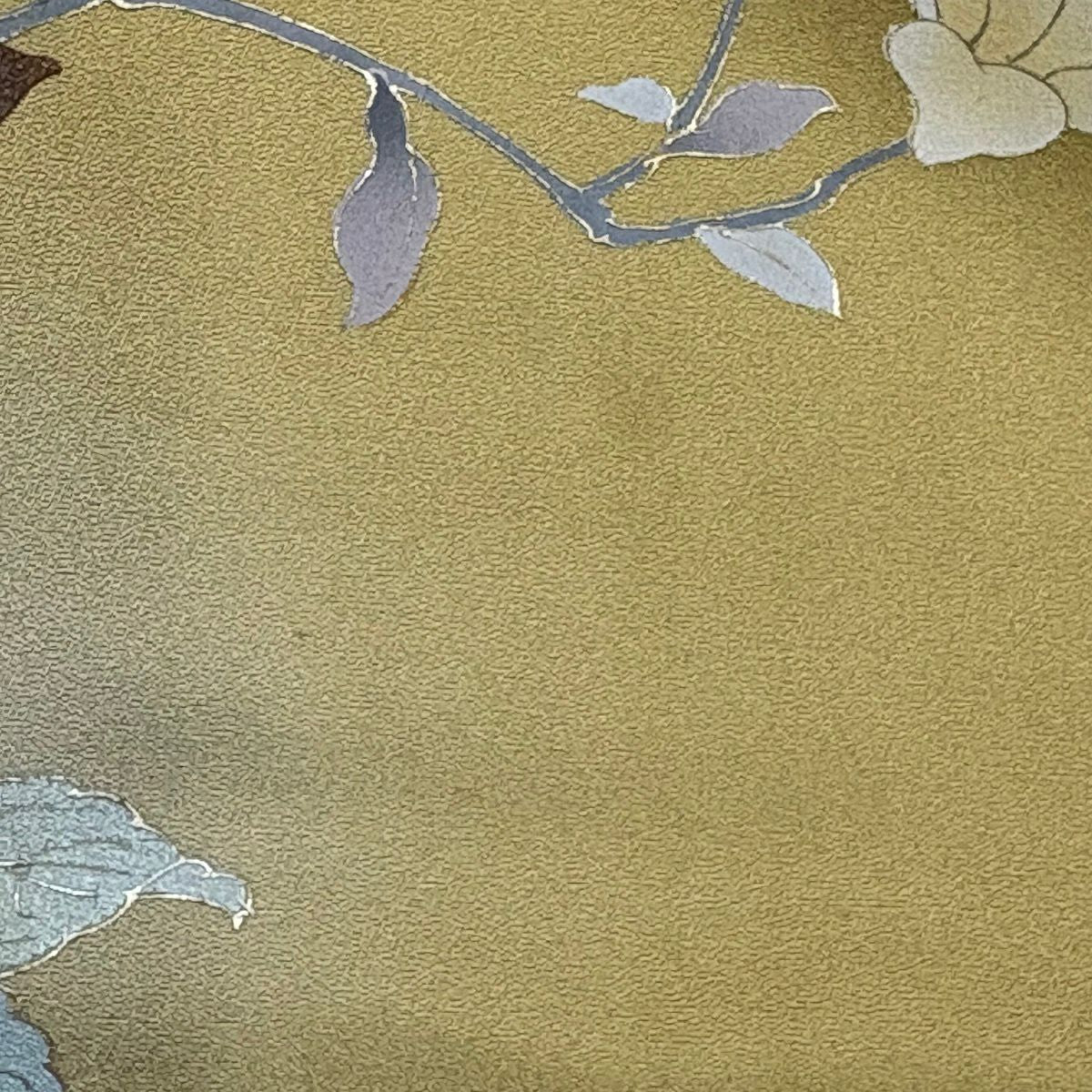 訪問服 身長161.5cm 袖長64cm M 雙層 枝花 紫陽花 金銀彩 漸層 黃土 純蠶絲 名品級