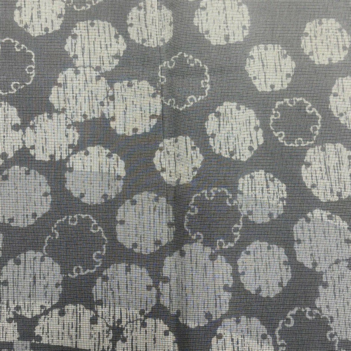 【美品】 付下 身長160cm 袖長66cm M 雙層 紬織織 雪輪 漸層 灰色 純蠶絲 名品級
