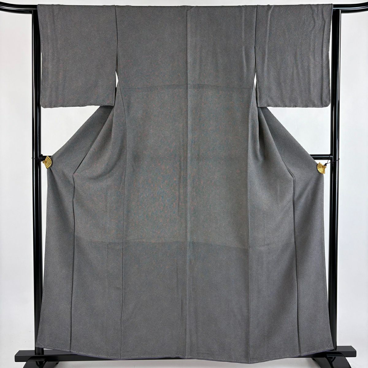 【美品】 江戶小紋 身長157.5cm 袖長64.5cm M 雙層 鮫 灰紫 純蠶絲 名品級