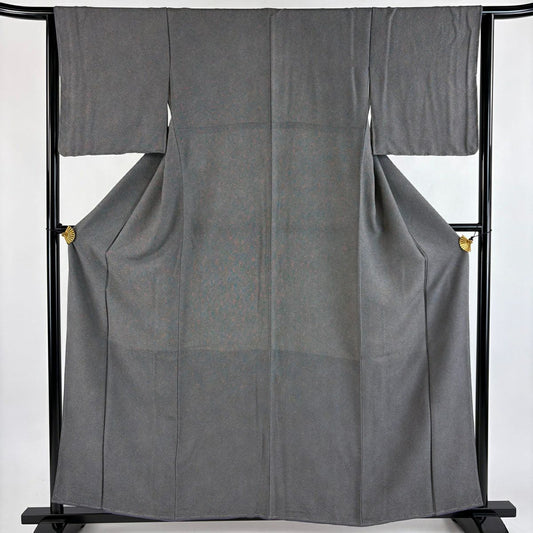 【美品】 江戶小紋 身長157.5cm 袖長64.5cm M 雙層 鮫 灰紫 純蠶絲 名品級
