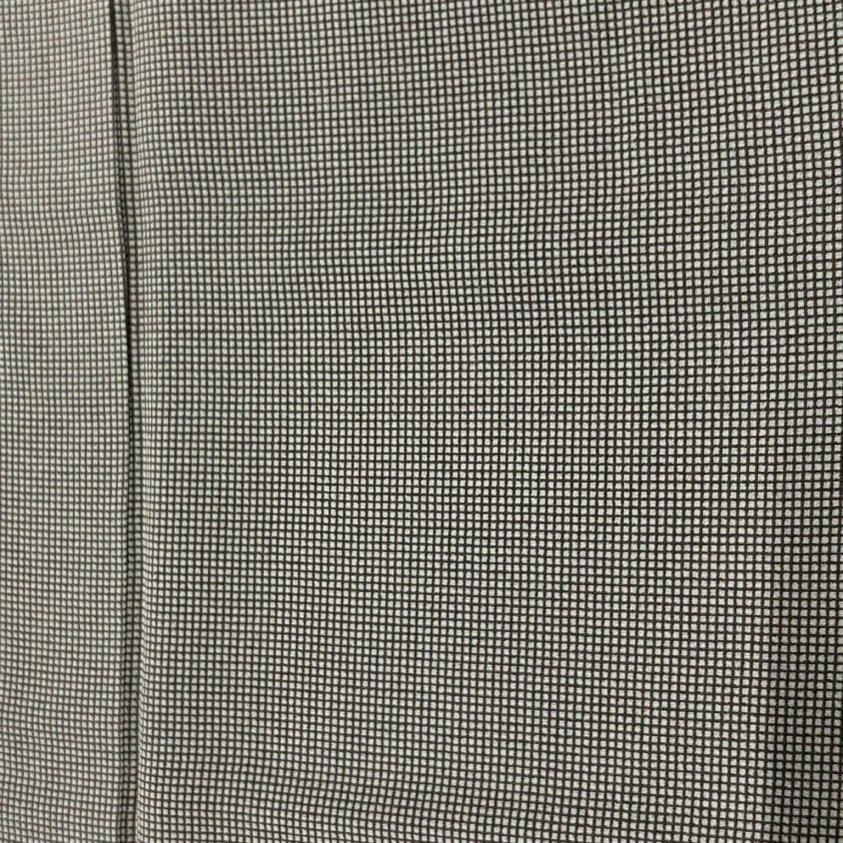 【美品】 小紋 身長158.5cm 袖長64cm M 雙層 格子 灰 純蠶絲 名品級