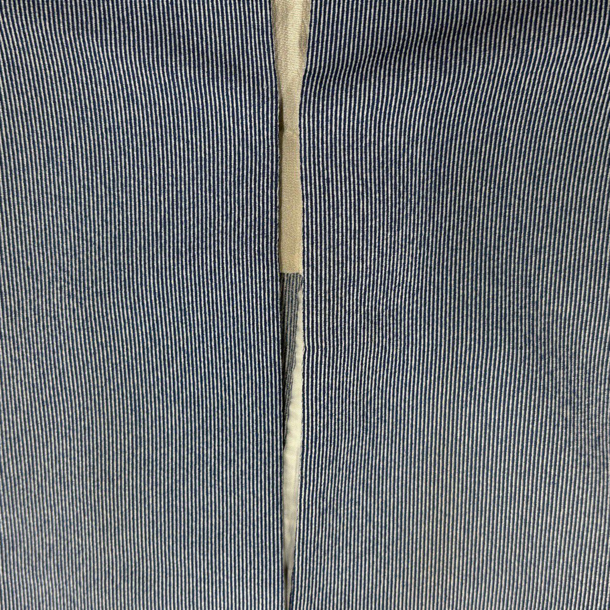 江戶小紋 身長166.5cm 袖長66cm M 單層 萬筋 深藍 純蠶絲 名品級