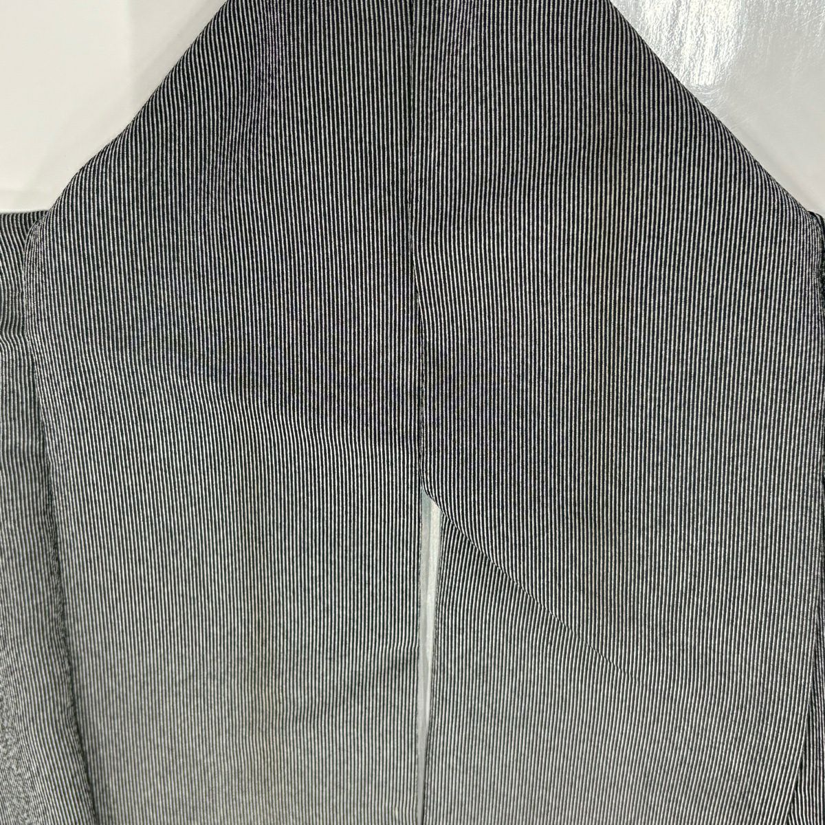 江戶小紋 身長154.5cm 袖長62cm S 雙層 萬筋 黑灰 純蠶絲 名品級