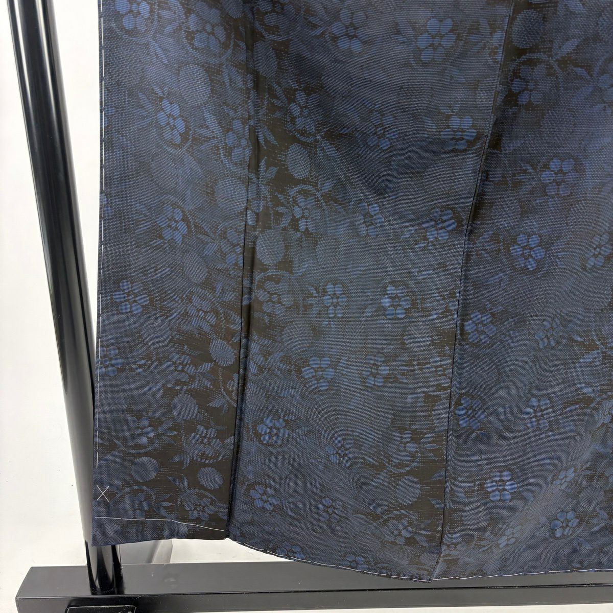 【美品】 大島紬織 身長156.5cm 袖長63.5cm S 雙層 都喜ヱ門 證書附帶 蘆藤 深藍 純蠶絲 逸品級