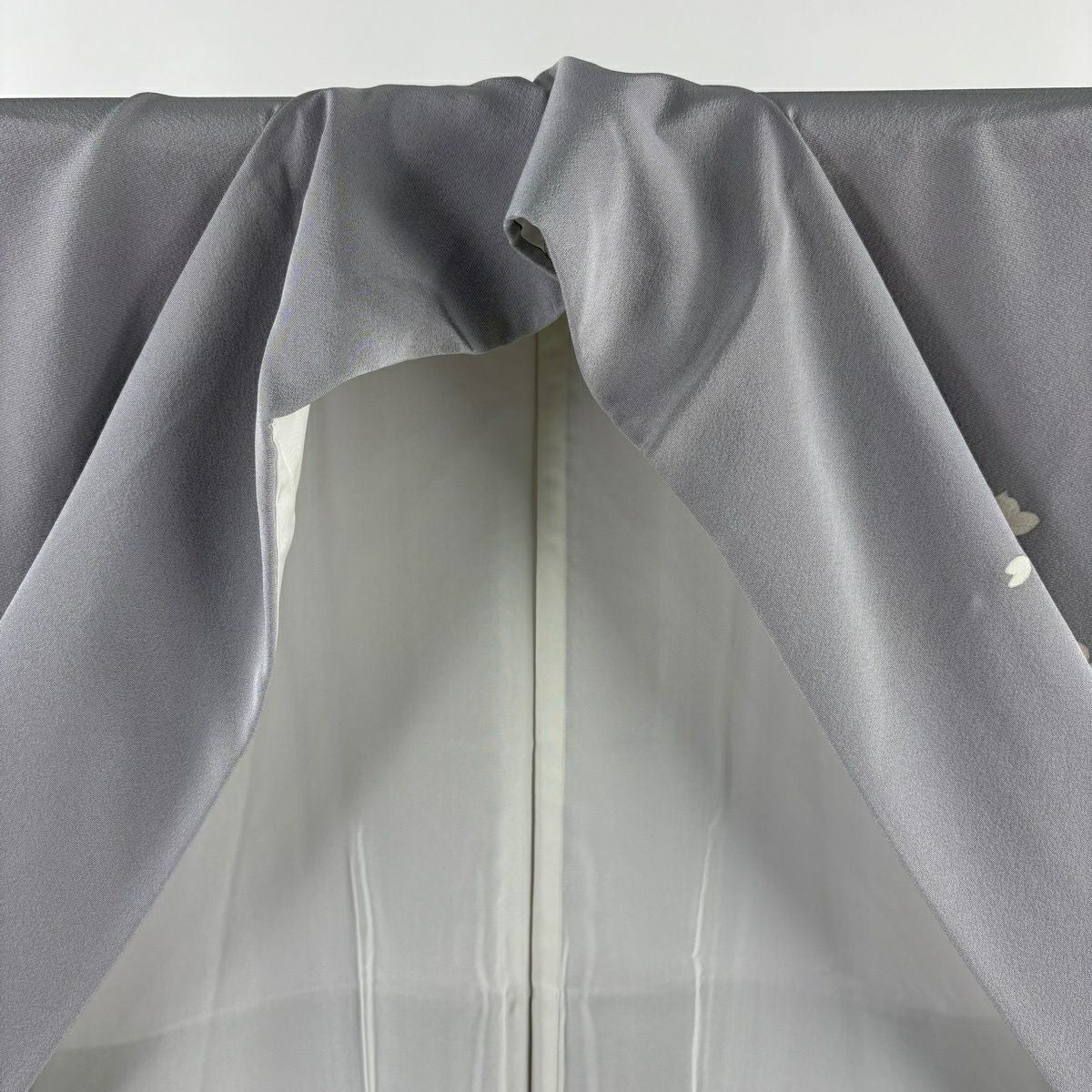 訪問服 身長156.5cm 袖長63cm S 雙層 百貫石峰 有落款 ほおずき 草花紋 染分 ぼかし 淡紫 純蠶絲 逸品級