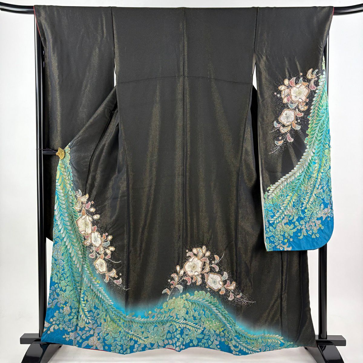 振袖禮服 身長161.5cm 袖長68cm L 雙層 辻花染 金銀彩 漸層 黑 純蠶絲 逸品級
