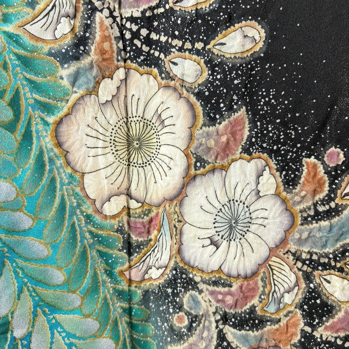 振袖禮服 身長161.5cm 袖長68cm L 雙層 辻花染 金銀彩 漸層 黑 純蠶絲 逸品級