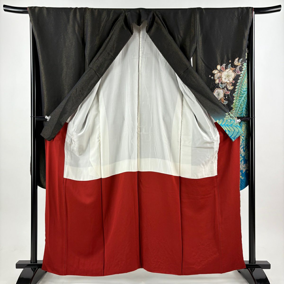振袖禮服 身長161.5cm 袖長68cm L 雙層 辻花染 金銀彩 漸層 黑 純蠶絲 逸品級