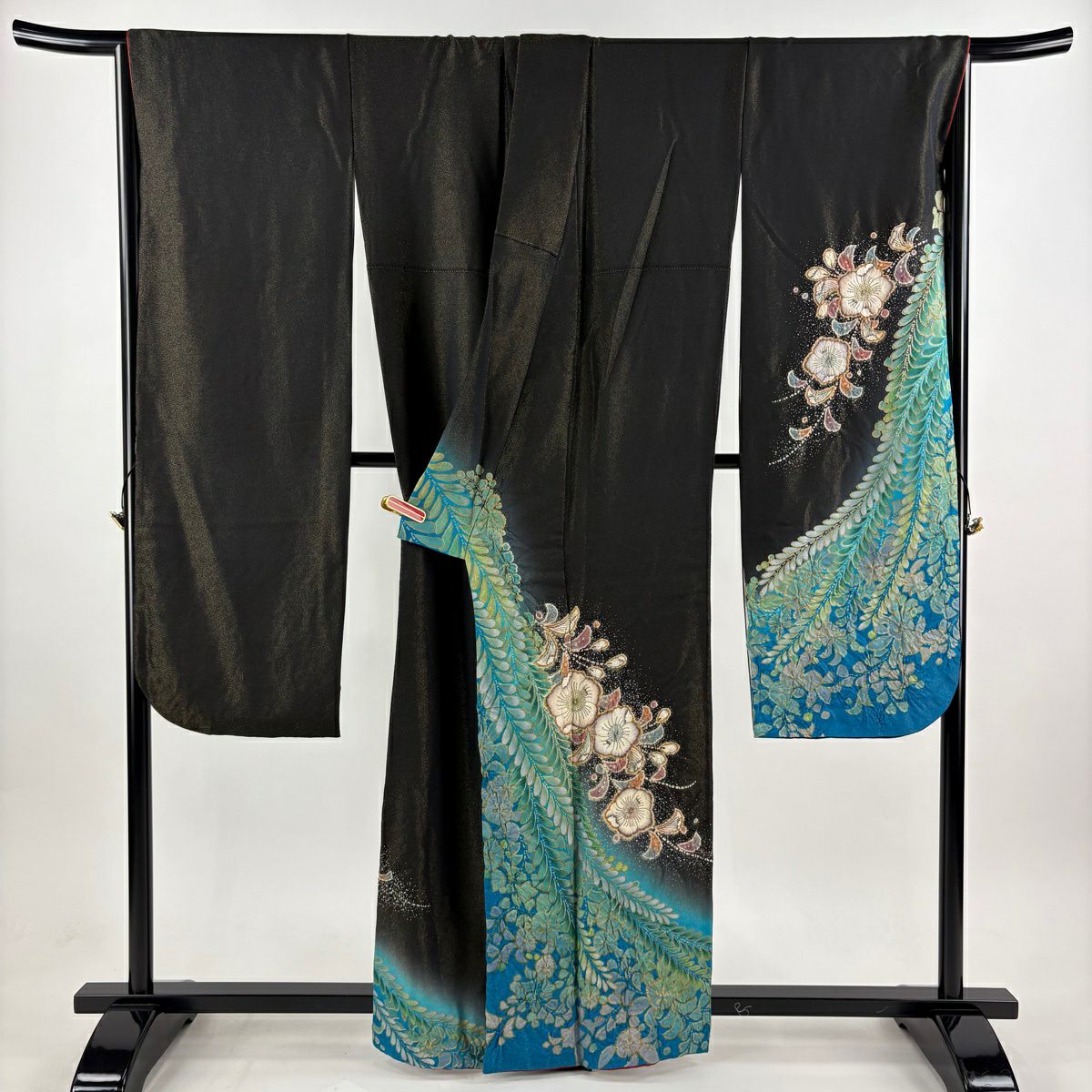 振袖禮服 身長161.5cm 袖長68cm L 雙層 辻花染 金銀彩 漸層 黑 純蠶絲 逸品級