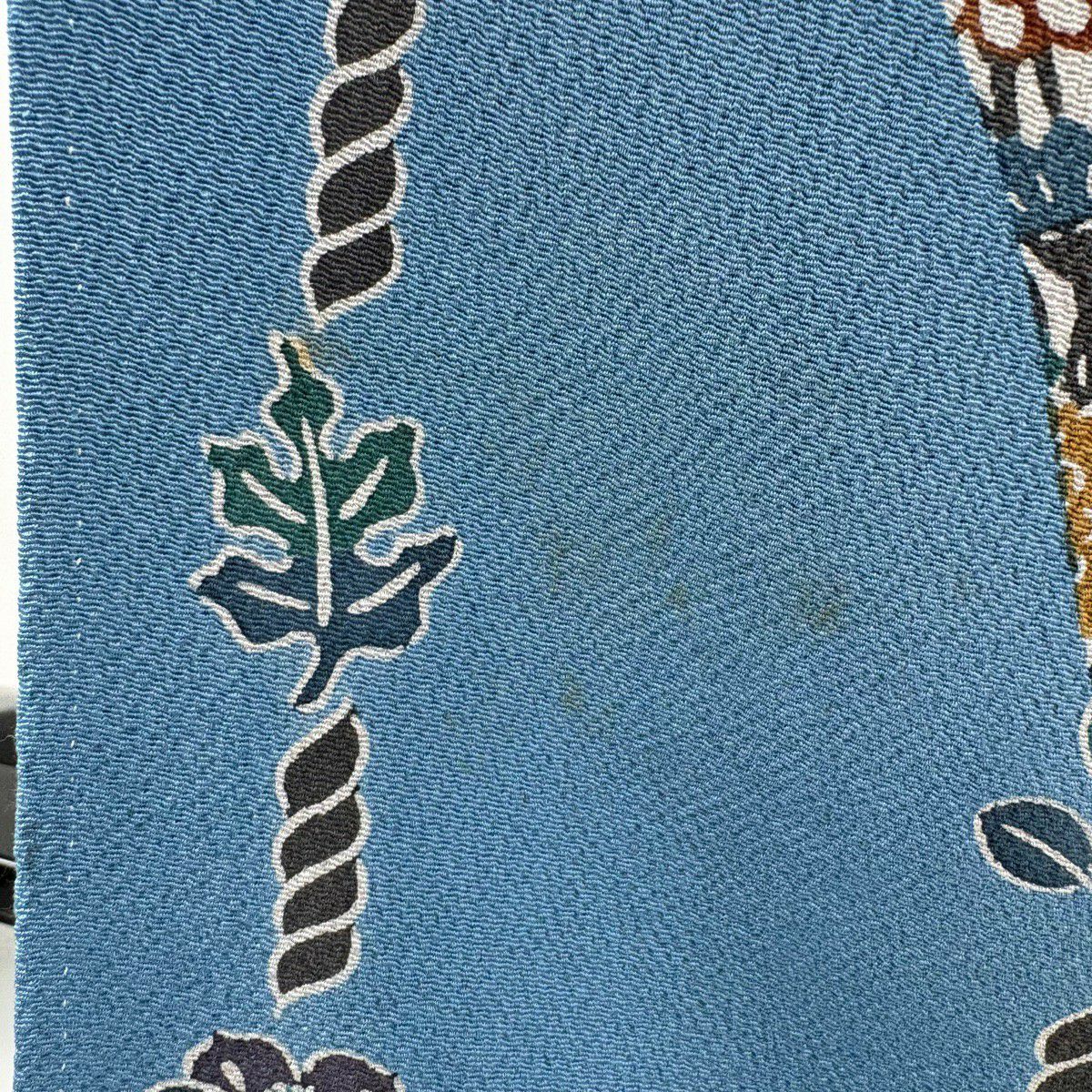 訪問服 身長153.5cm 袖長68cm L 雙層 五味桂子 落款あり 菊花唐草紋 縞 絞緬 水色 純蠶絲 逸品級