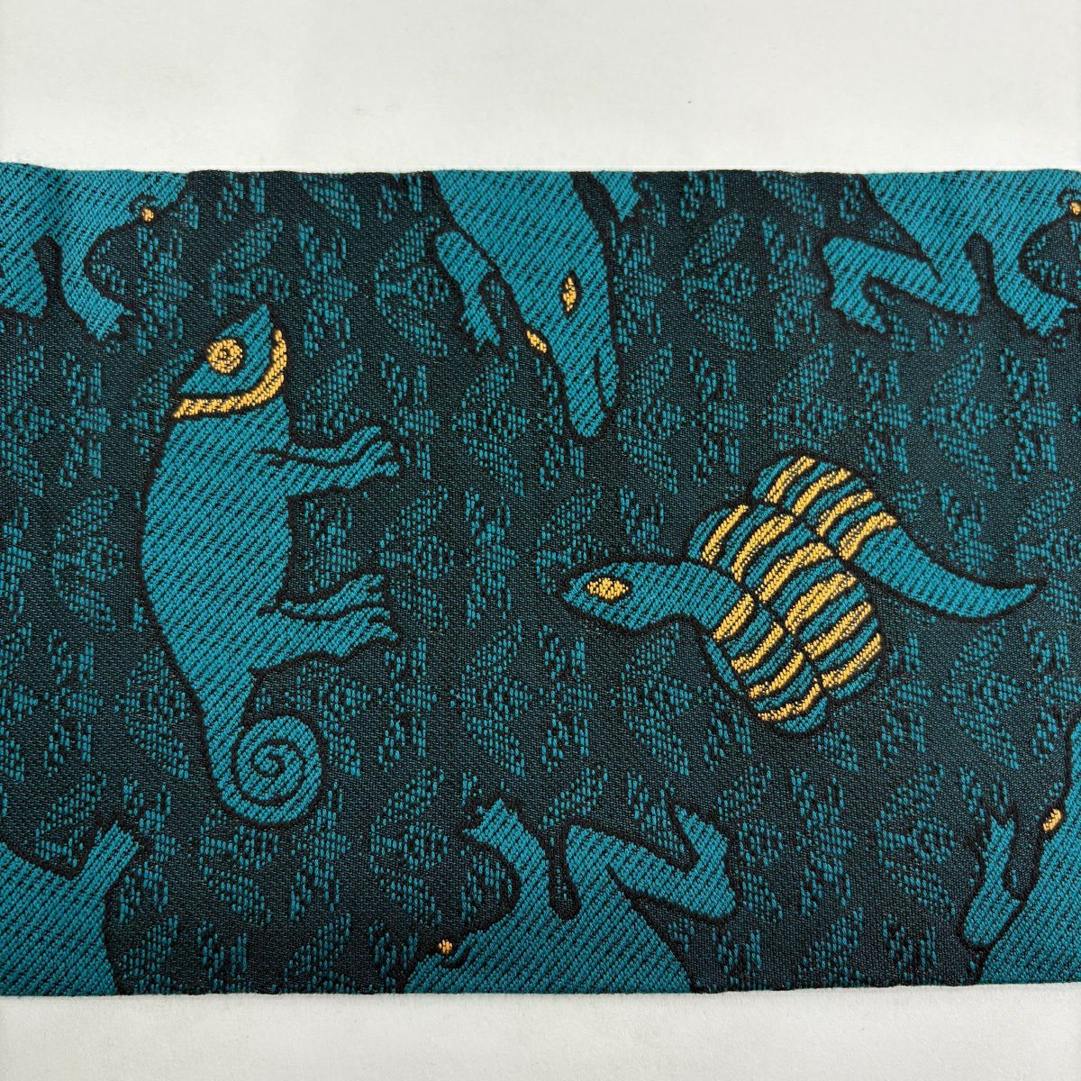 【美品】名古屋帶 逸品級 蛇 蛙 青綠 純蠶絲