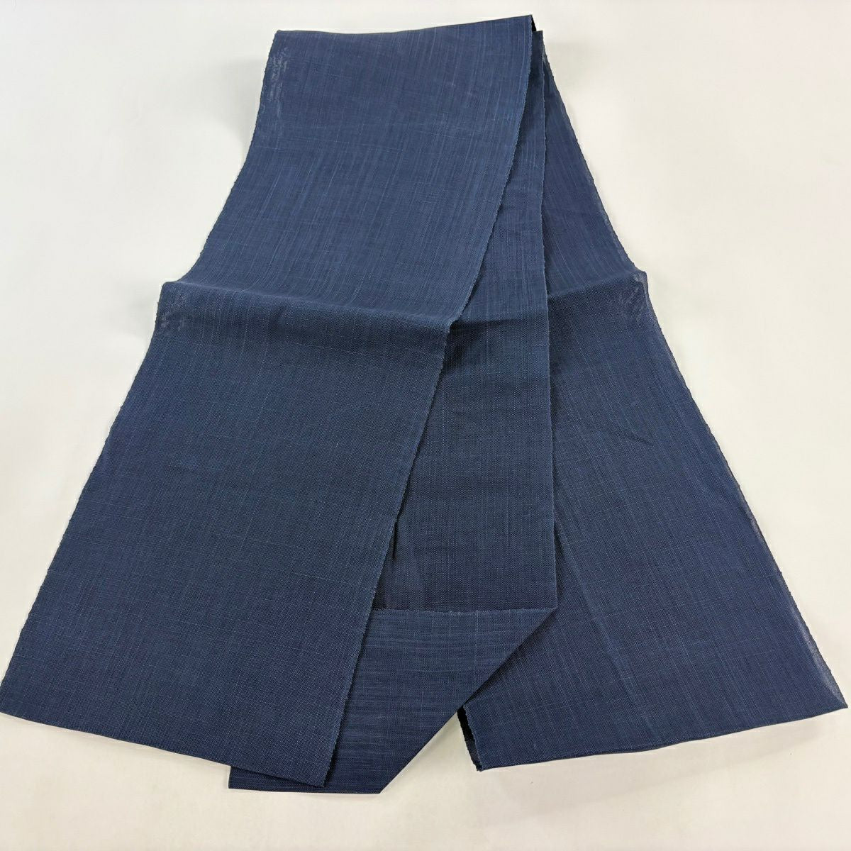 名古屋帶 逸品級 能登上布 松樹葉裁縫 八寸名古屋帶 夏帶 藍 麻