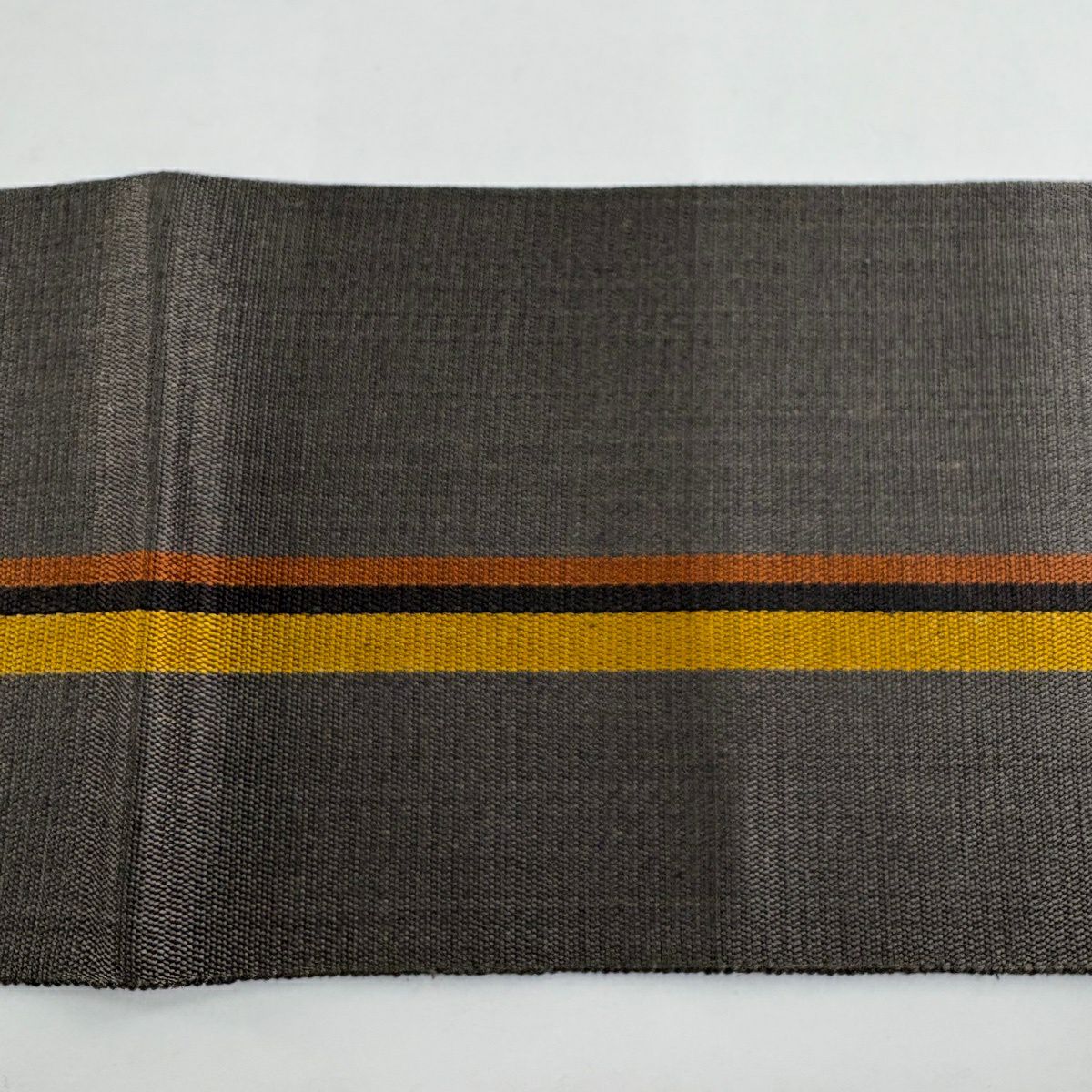 【美品】名古屋帶 逸品級 證書齊全 本場黃八丈 紋路 灰茶 純蠶絲