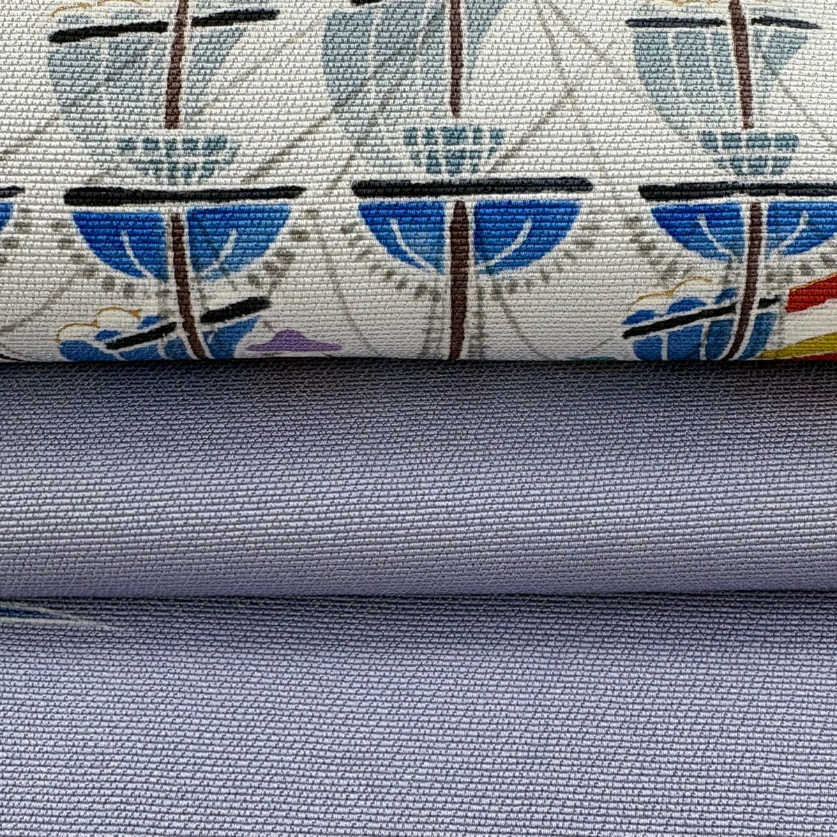 【美品】名古屋帶 逸品級 船 人物 金彩裝飾 漸層 紫 純蠶絲