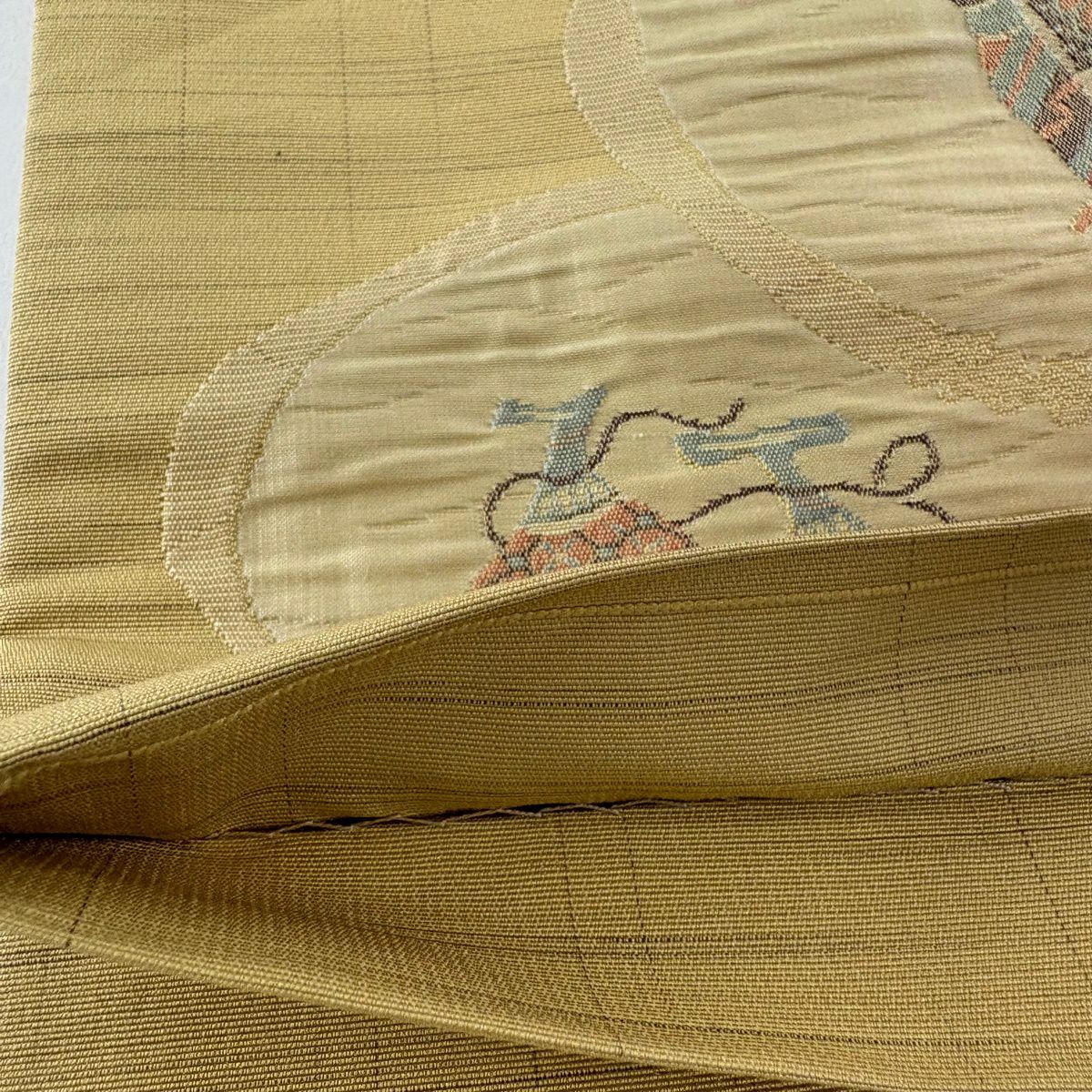 【美品】 袋帶 逸品級 證書齊全 小森草木染工房 生染物 米色 純蠶絲
