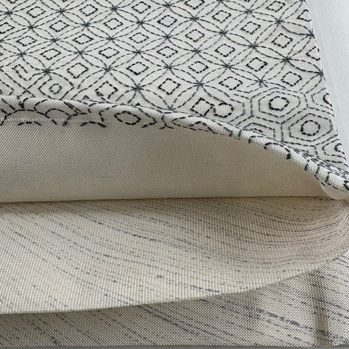 袋帶 逸品級 有職紋樣 青海波 刺繡 灰白 全通 純蠶絲