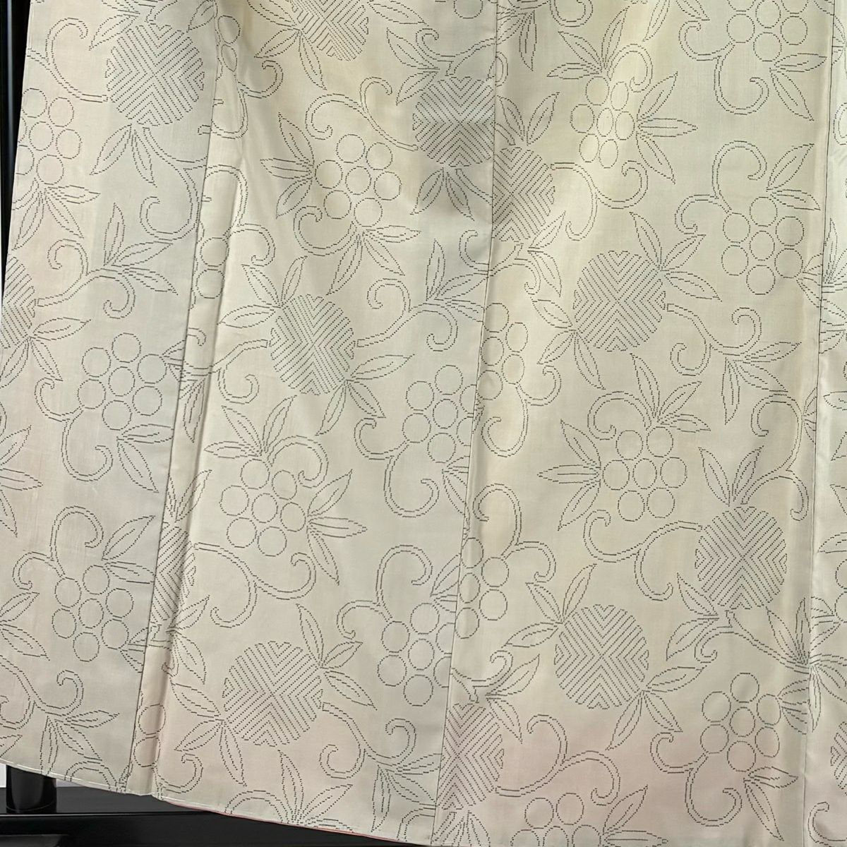 【美品】 紬織 身長160cm 袖長62.5cm S 雙層 笹蔓 米色 純蠶絲 優品級