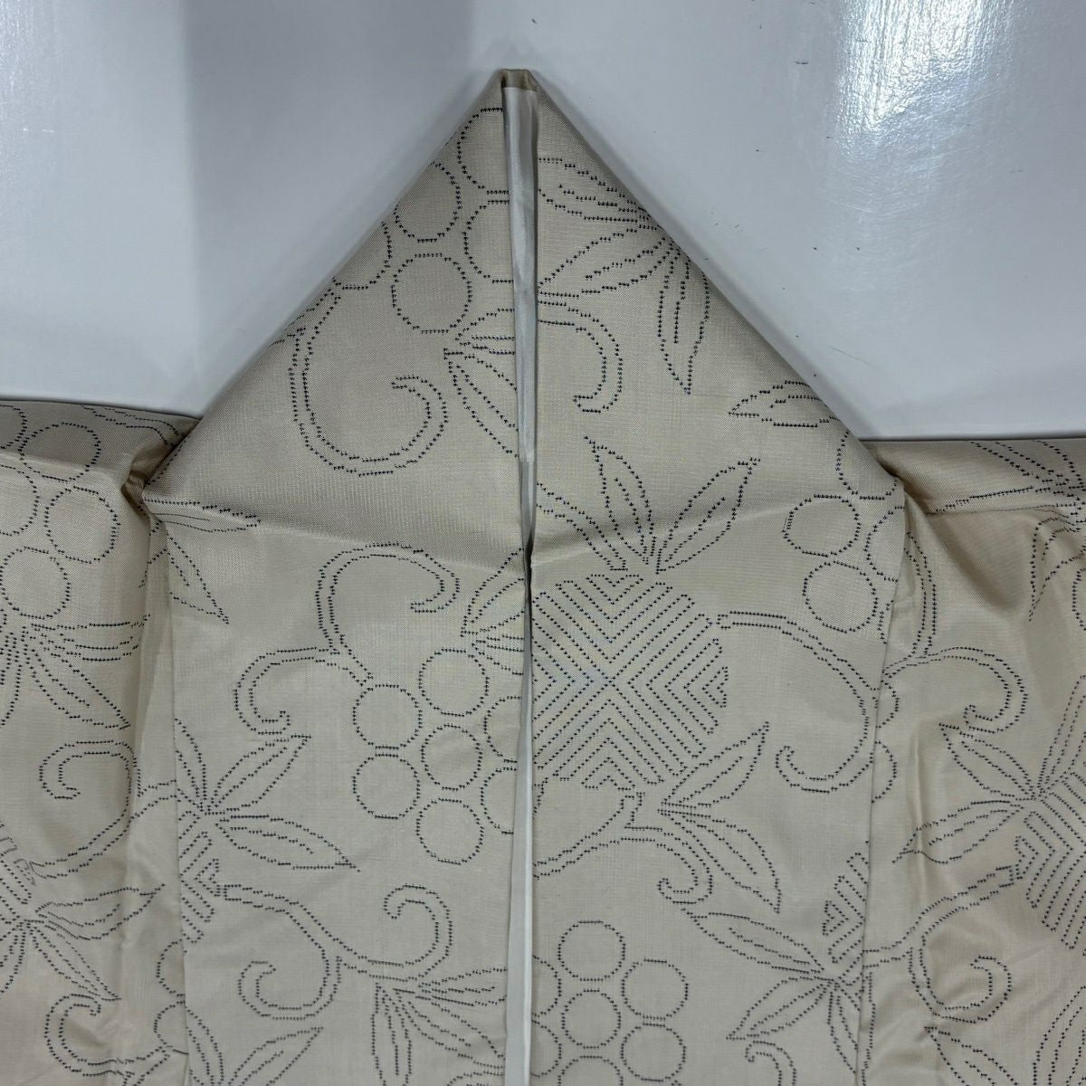 【美品】 紬織 身長160cm 袖長62.5cm S 雙層 笹蔓 米色 純蠶絲 優品級