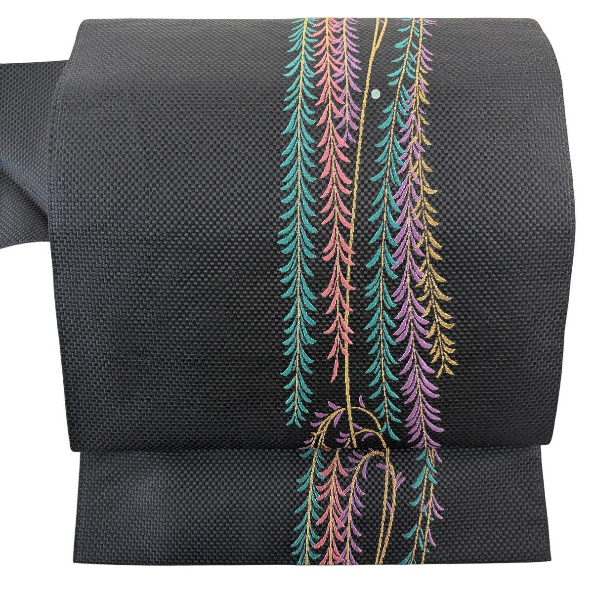 【美品】名古屋帶 秀品級 柳 露 金糸 深藍 純蠶絲