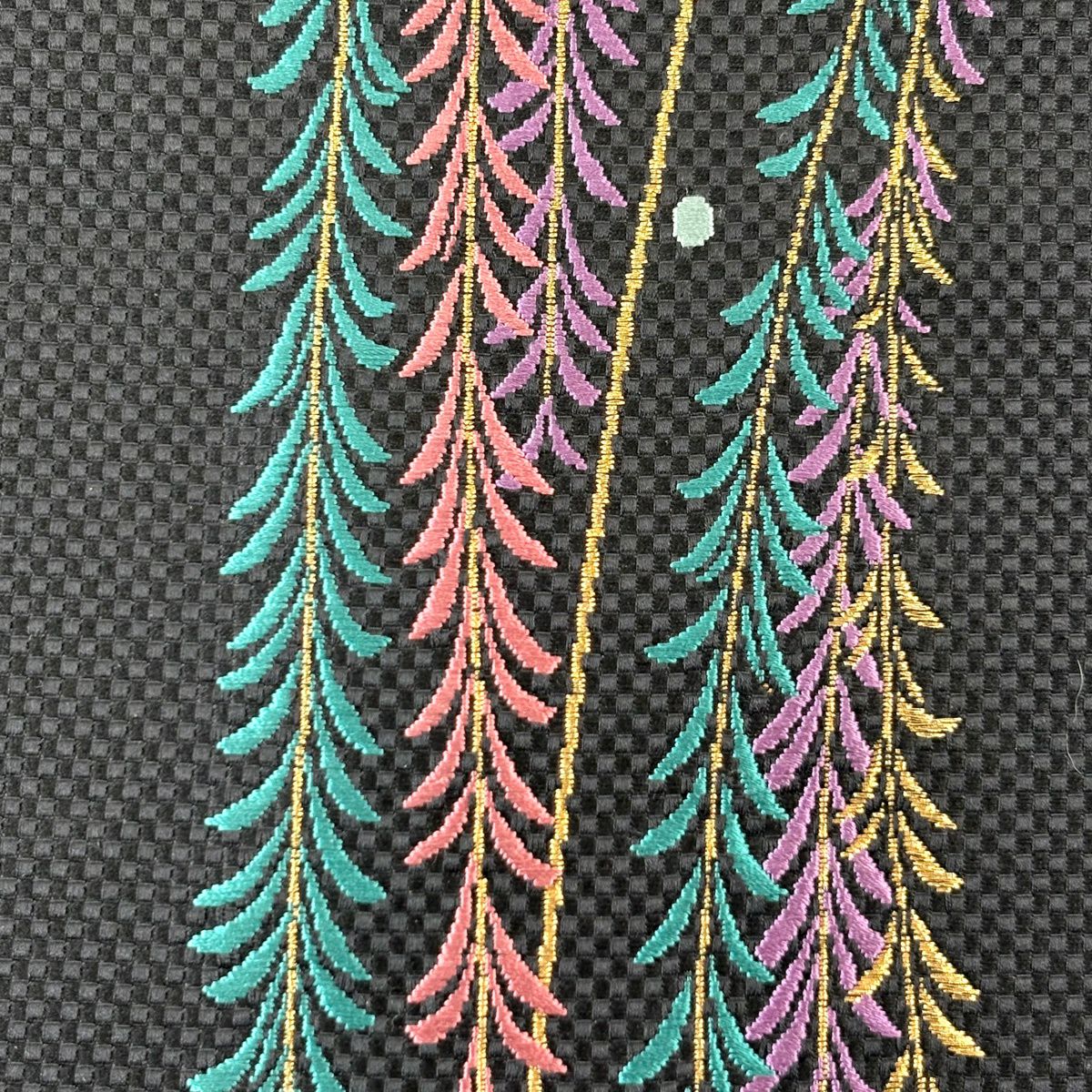 【美品】名古屋帶 秀品級 柳 露 金糸 深藍 純蠶絲