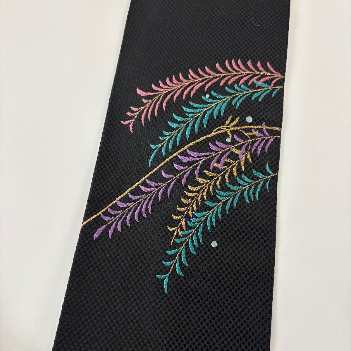 【美品】名古屋帶 秀品級 柳 露 金糸 深藍 純蠶絲