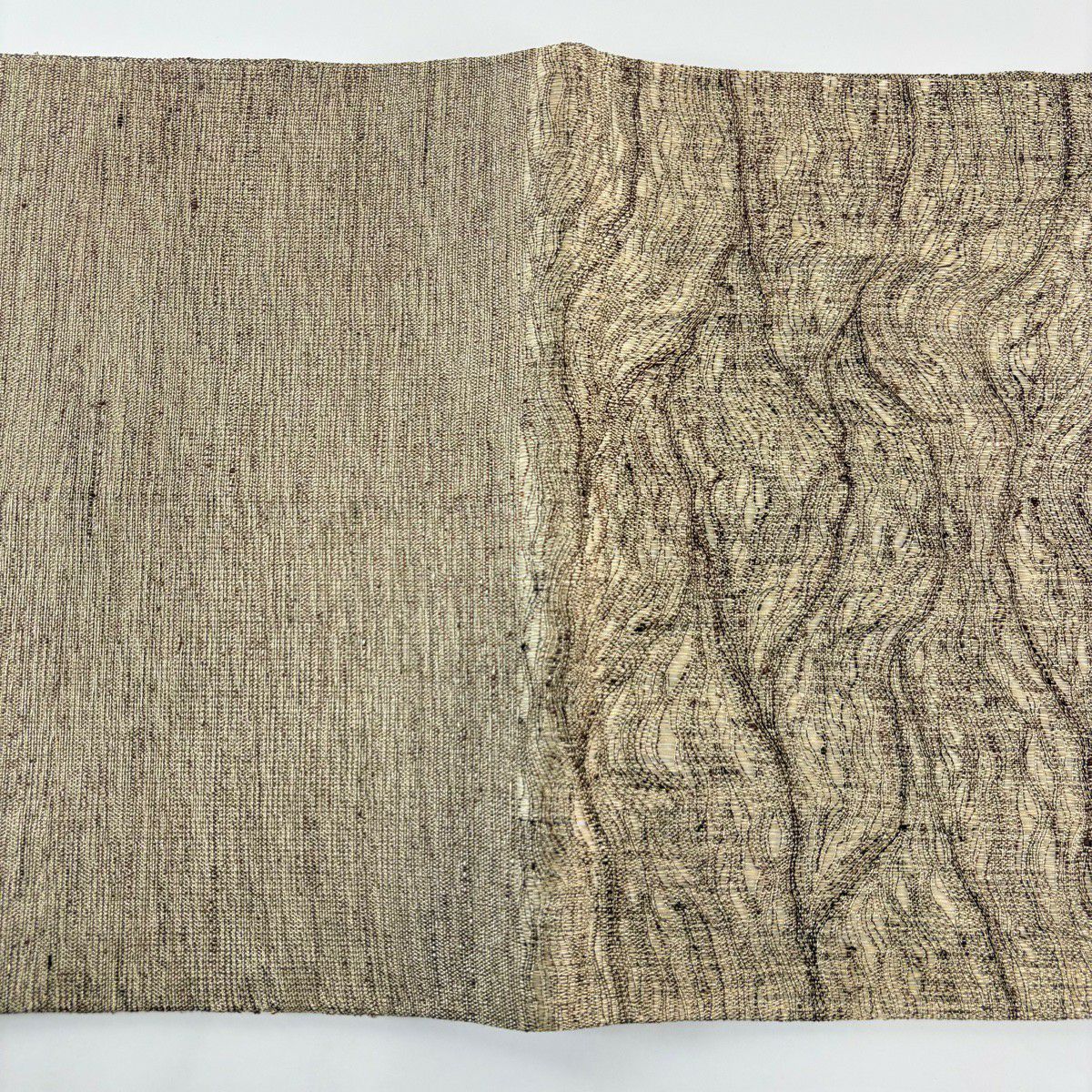 【美品】 袋帶 秀品級 枝梅花 枝葉 金絲 金金箔 茶 純蠶絲