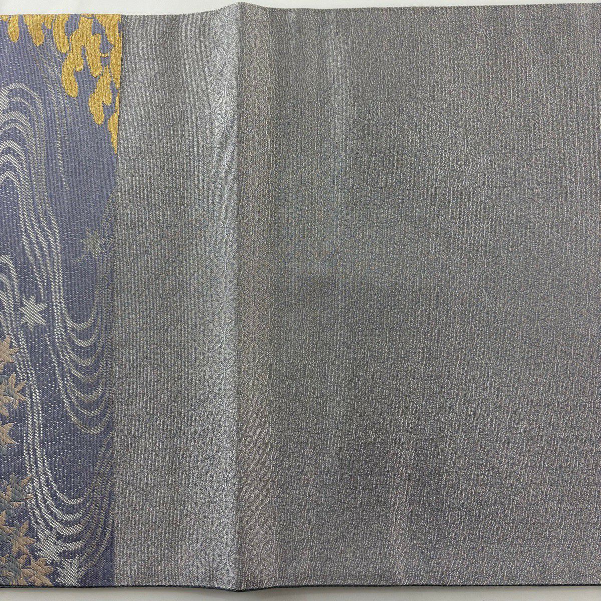 【美品】 袋帶 秀品級 流水 建物 金銀絲 薄紫 六通 純蠶絲