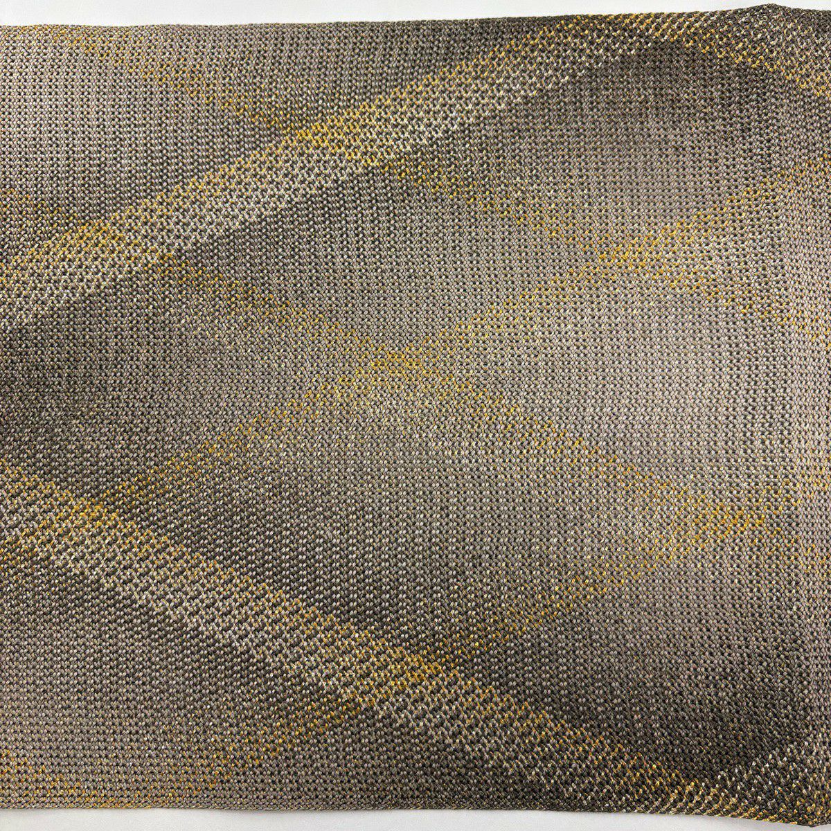 【美品】名古屋帶 秀品級 松樹葉仕立 八寸名古屋帶 幾何學 金銀彩 茶 純蠶絲