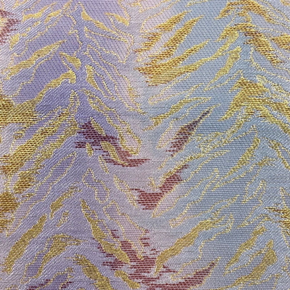 【美品】 袋帶 秀品級 幾何學圖案 漸變圖案 金金箔 紫色 全通 純蠶絲