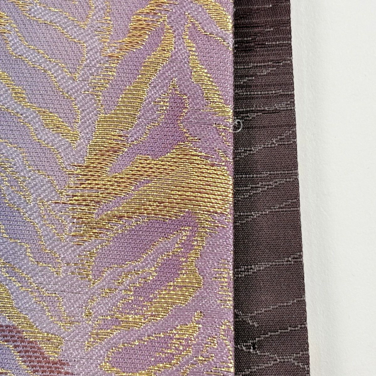 【美品】 袋帶 秀品級 幾何學圖案 漸變圖案 金金箔 紫色 全通 純蠶絲