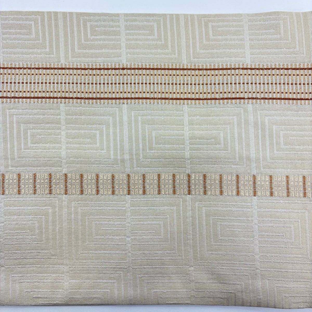 【美品】 袋帶 秀品級 幾何學 米色 六通 純蠶絲