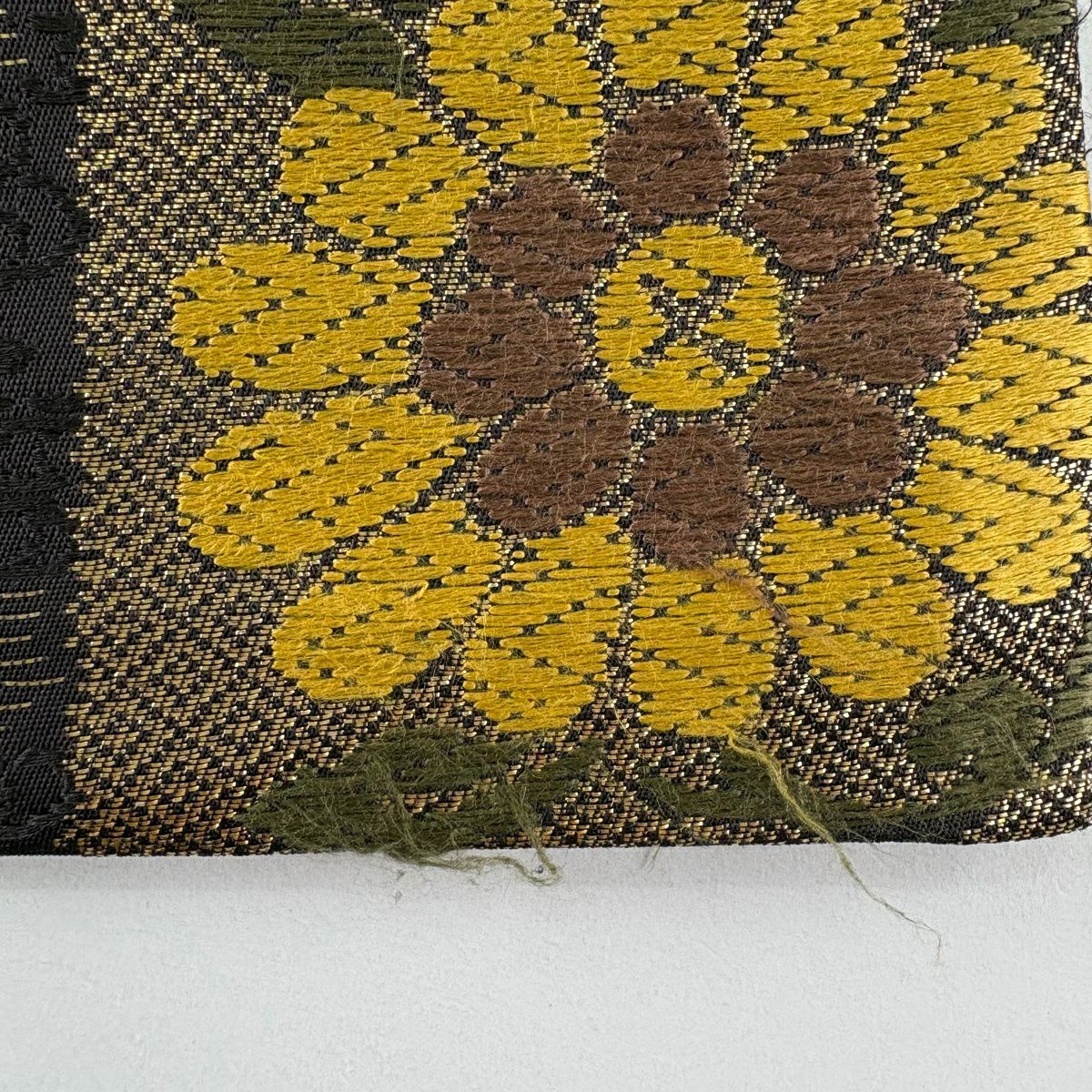 袋帶 秀品級 草花紋紋 七寶紋 唐織 金金箔 紫 六通 純蠶絲