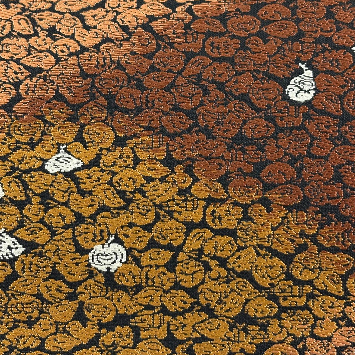 【美品】 袋帶 秀品級 干支 幾何學 刺繡 黑 六通 純蠶絲