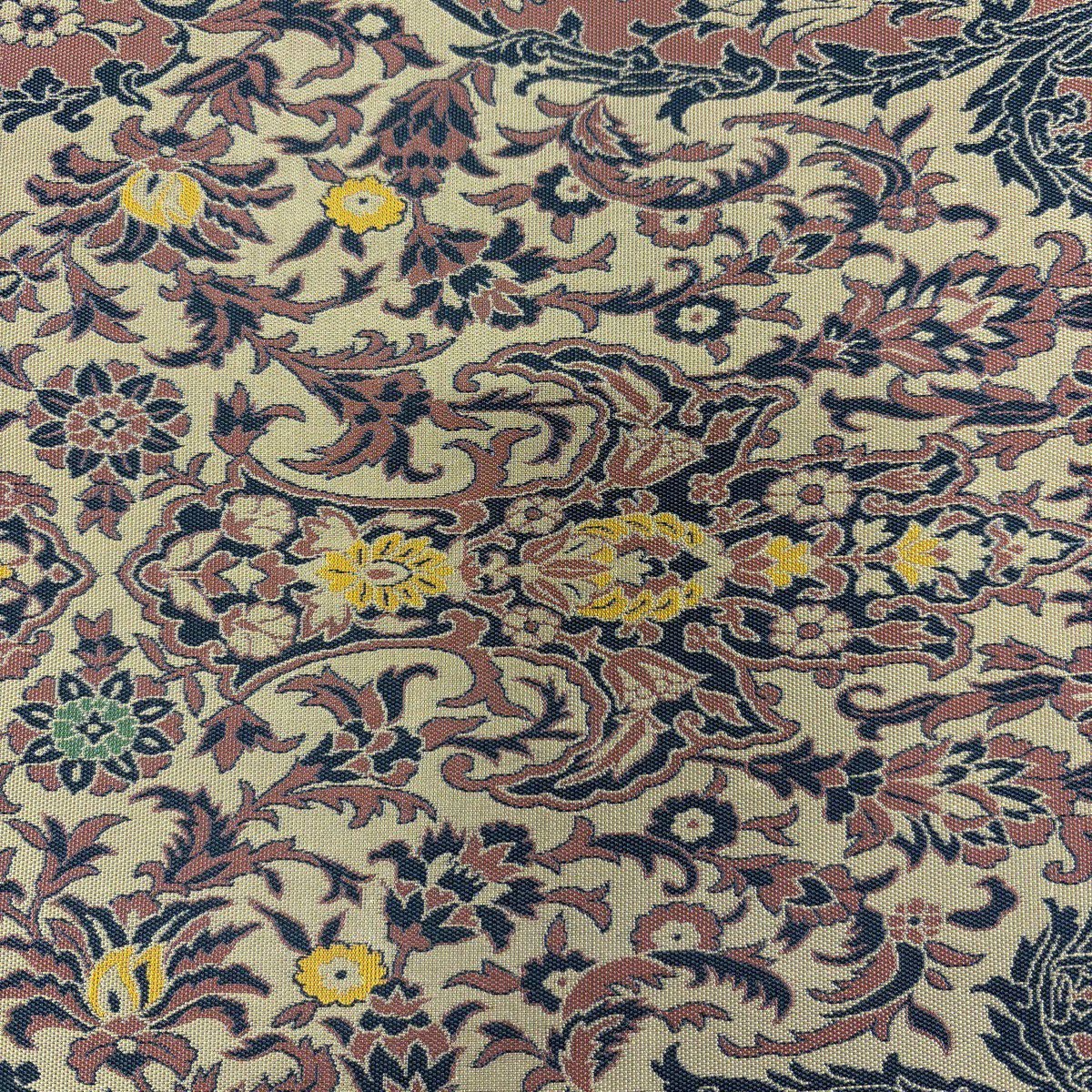 【美品】 袋帶 秀品級 落款あり 紹巴萬葉 草花紋 山吹茶 純蠶絲