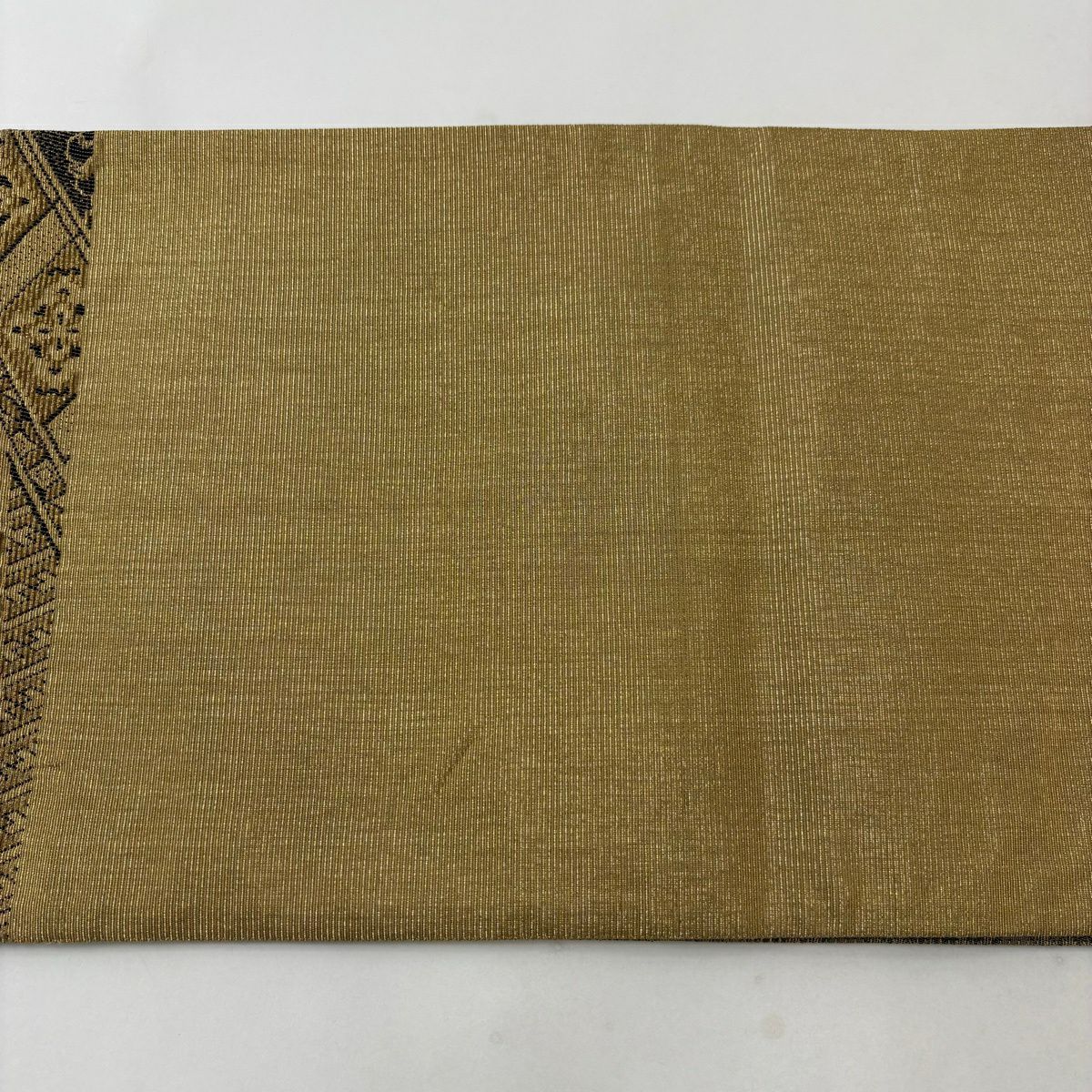 【美品】 袋帶 名品級 鳳凰 華紋 金絲 黑色 お太鼓圖案 純蠶絲