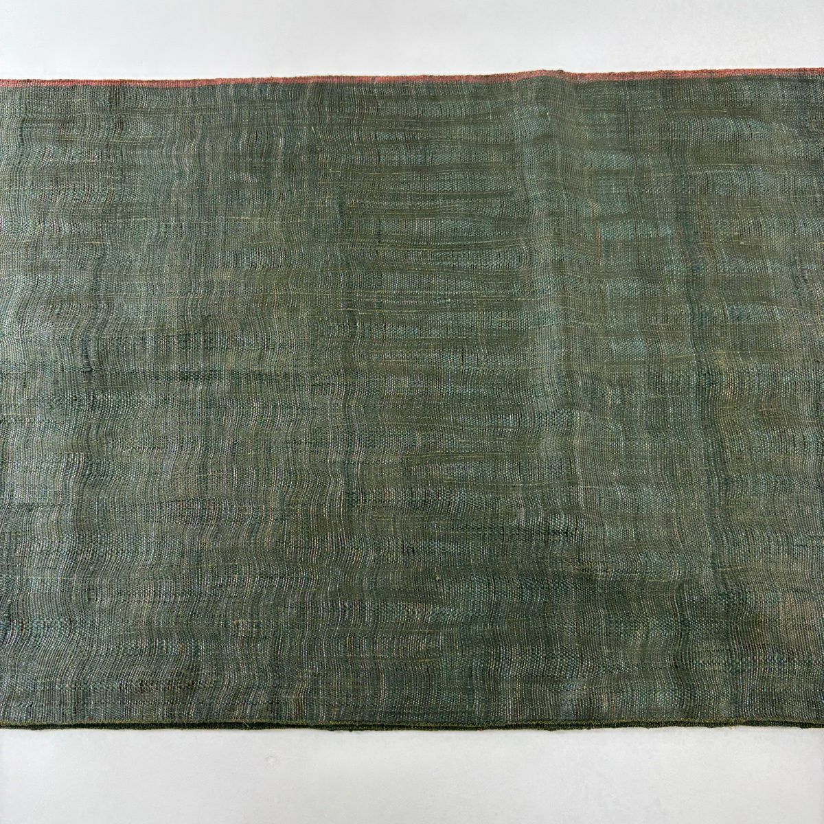 【美品】 袋帶 名品級 渡文 落款あり 幾何學圖案 金金箔 金絲 深綠色 大鼓圖案 純蠶絲