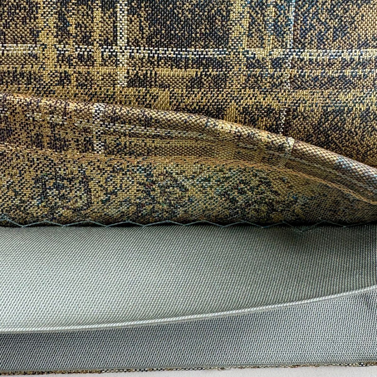 【美品】 袋帶 秀品級 圓文 花鳥 金金箔 唐織 金色 六通 純蠶絲