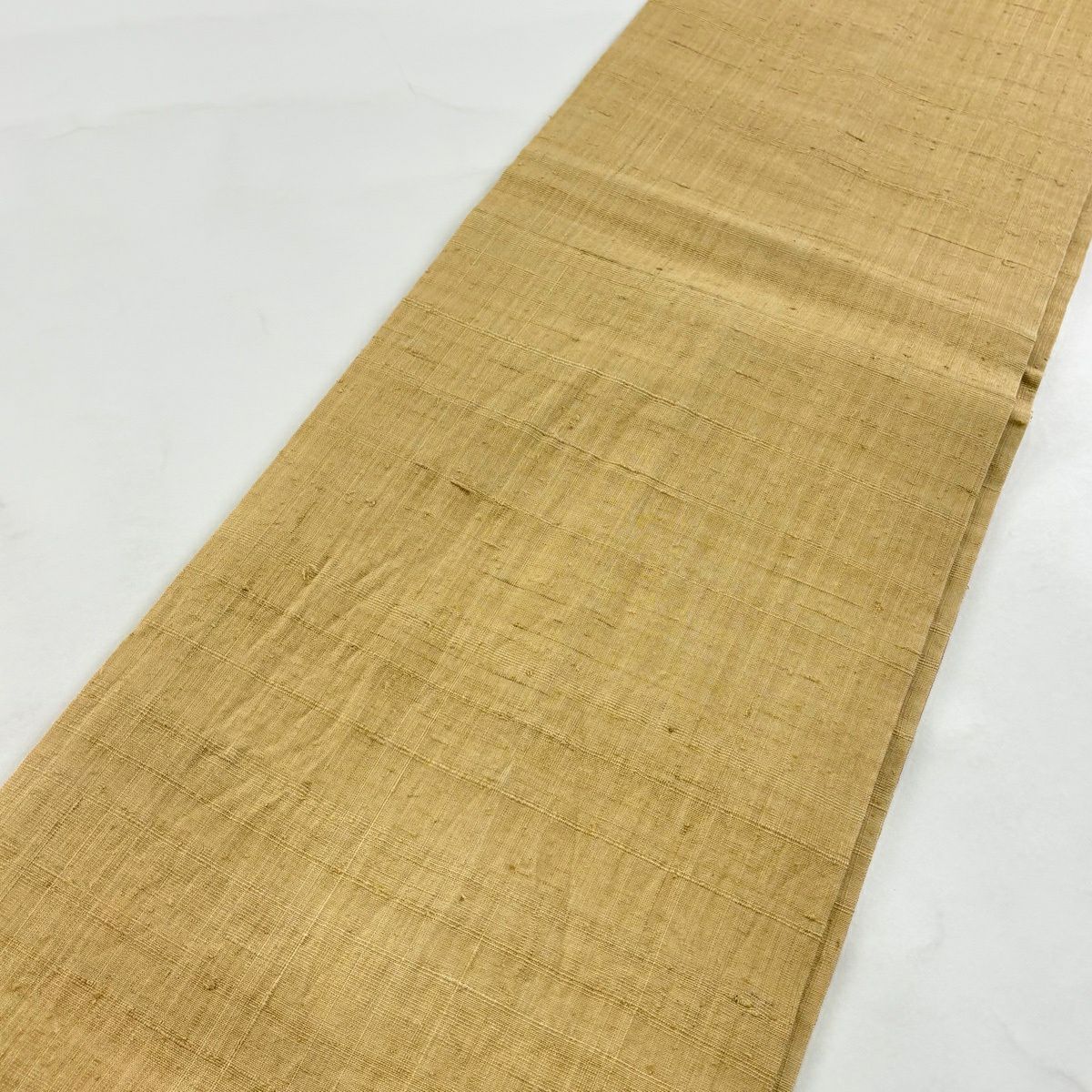 【美品】 開口名古屋帶 優品級 紬織織 圓文 幾何學 絞染 淺黃土 純蠶絲