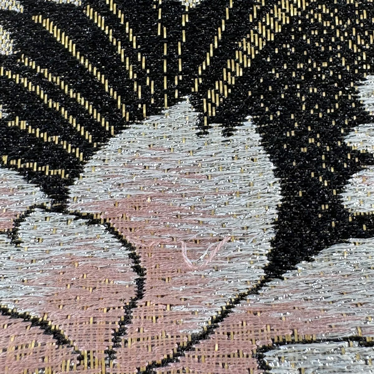 【美品】 袋帶 秀品級 櫻花花瓣 金金箔 黑 六通 純蠶絲