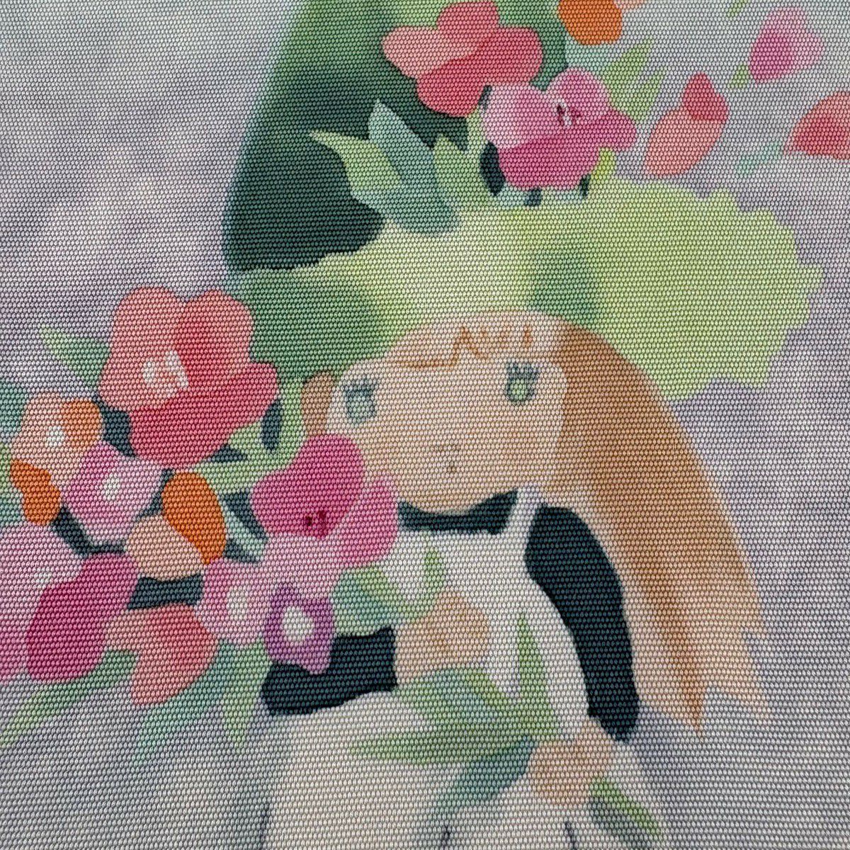 名古屋帶 優品級 女孩 草花紋 淡奶油色 純蠶絲