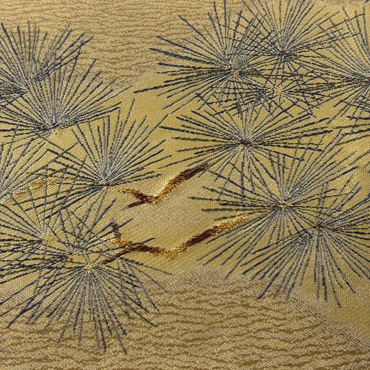 【美品】 袋帶 秀品級 松樹 霞 金絲 灰茶 全通 純蠶絲